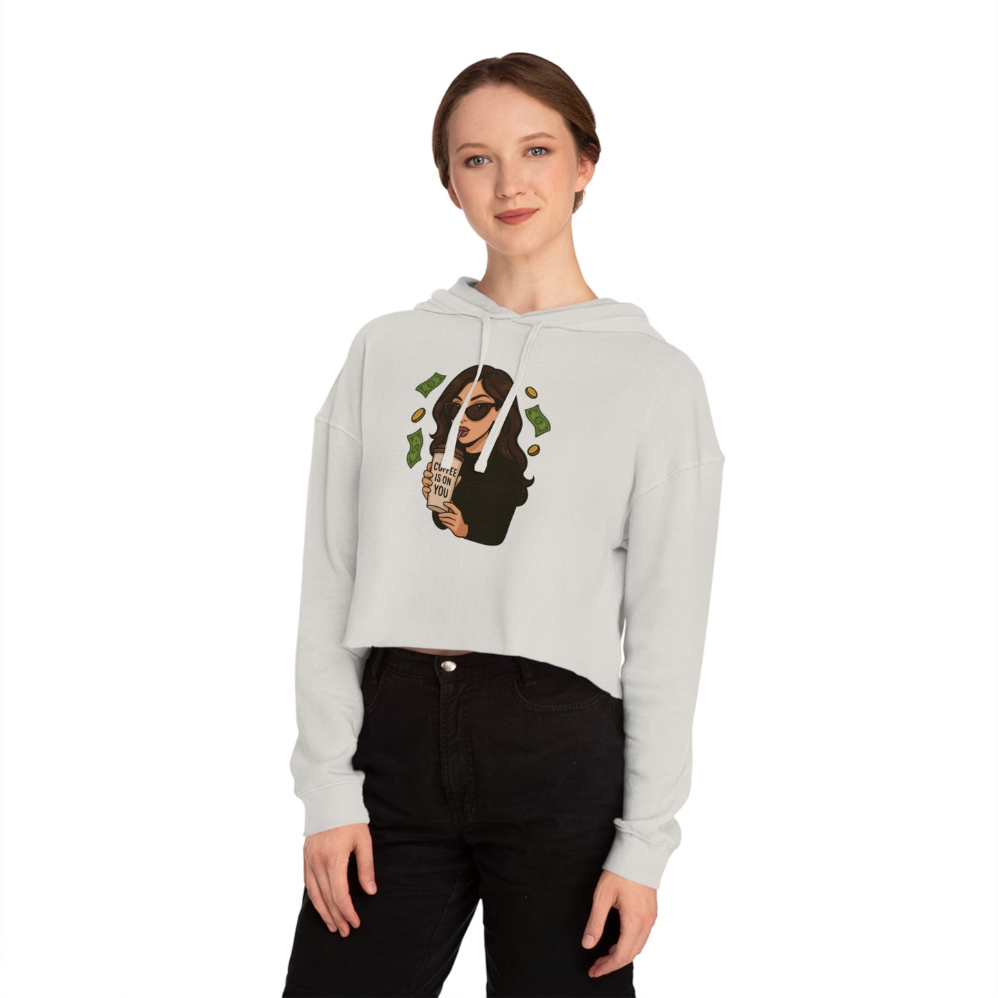 Coffee Is On You - Cropped Hooded Sweatshirt