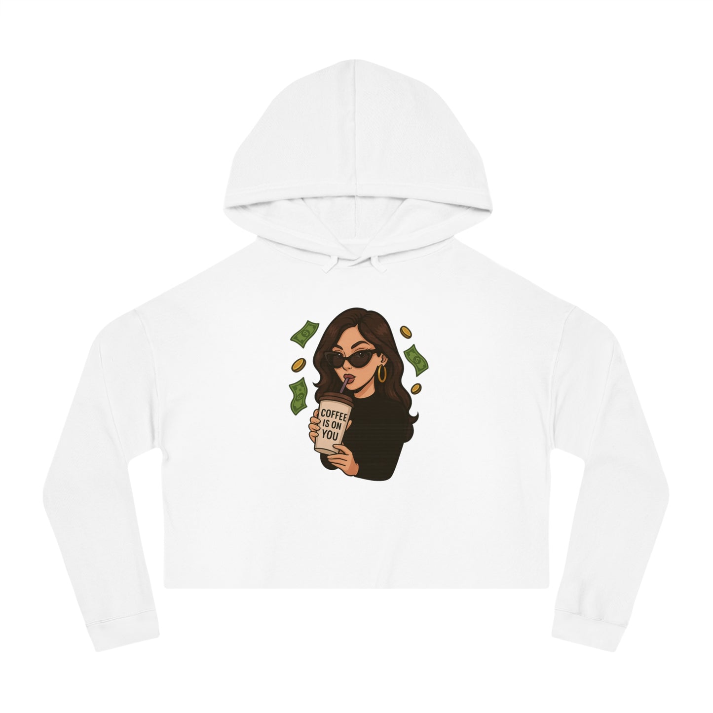 Coffee Is On You - Cropped Hooded Sweatshirt