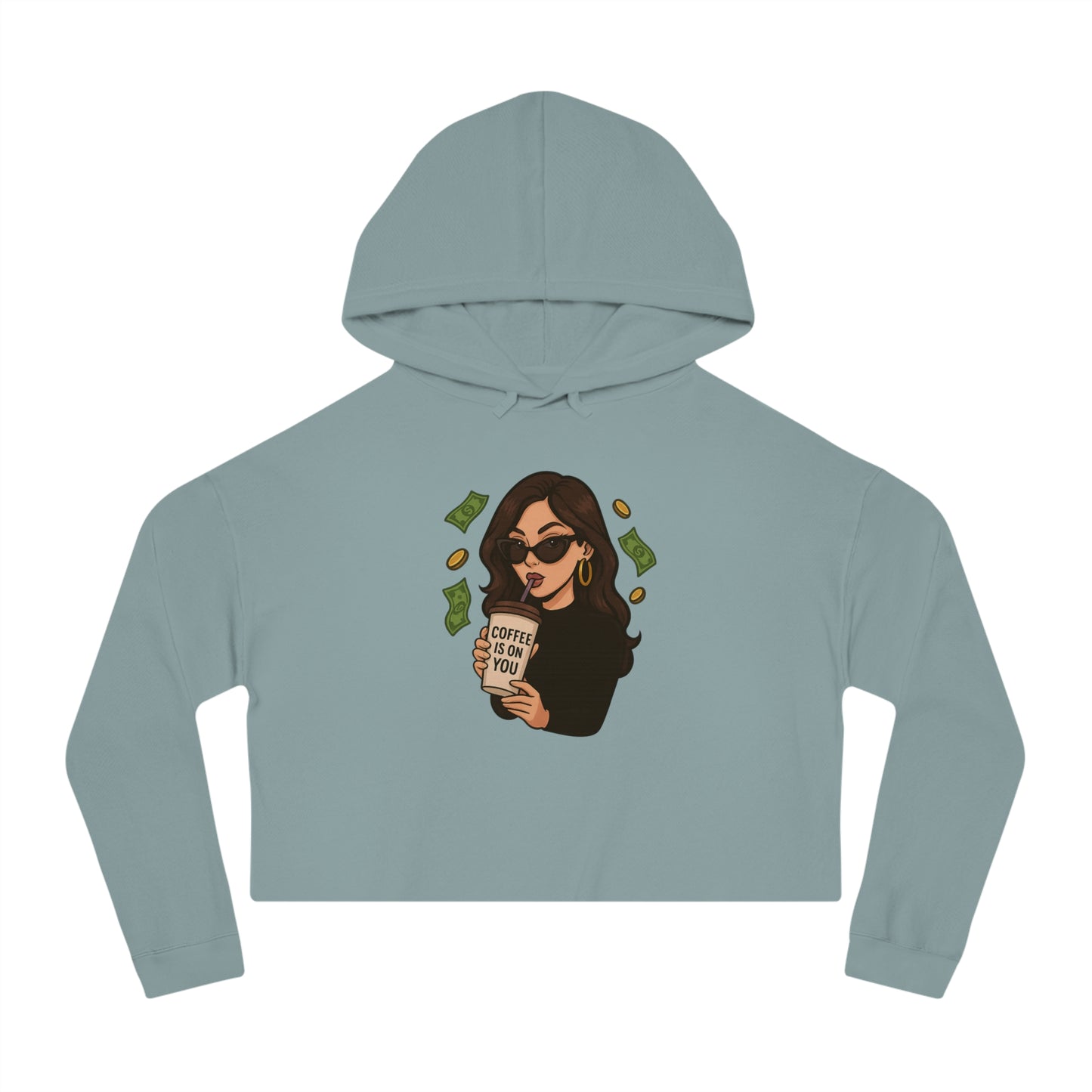 Coffee Is On You - Cropped Hooded Sweatshirt