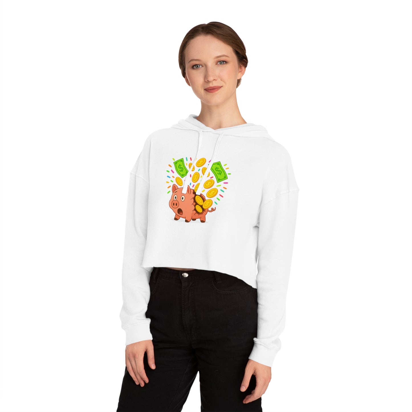 Broken Piggy Bank - Cropped Hooded Sweatshirt