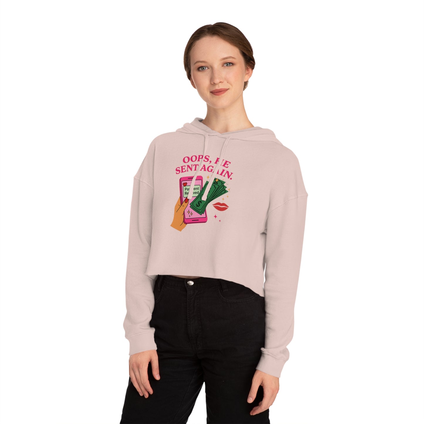 Oops, he sent again - Cropped Hooded Sweatshirt