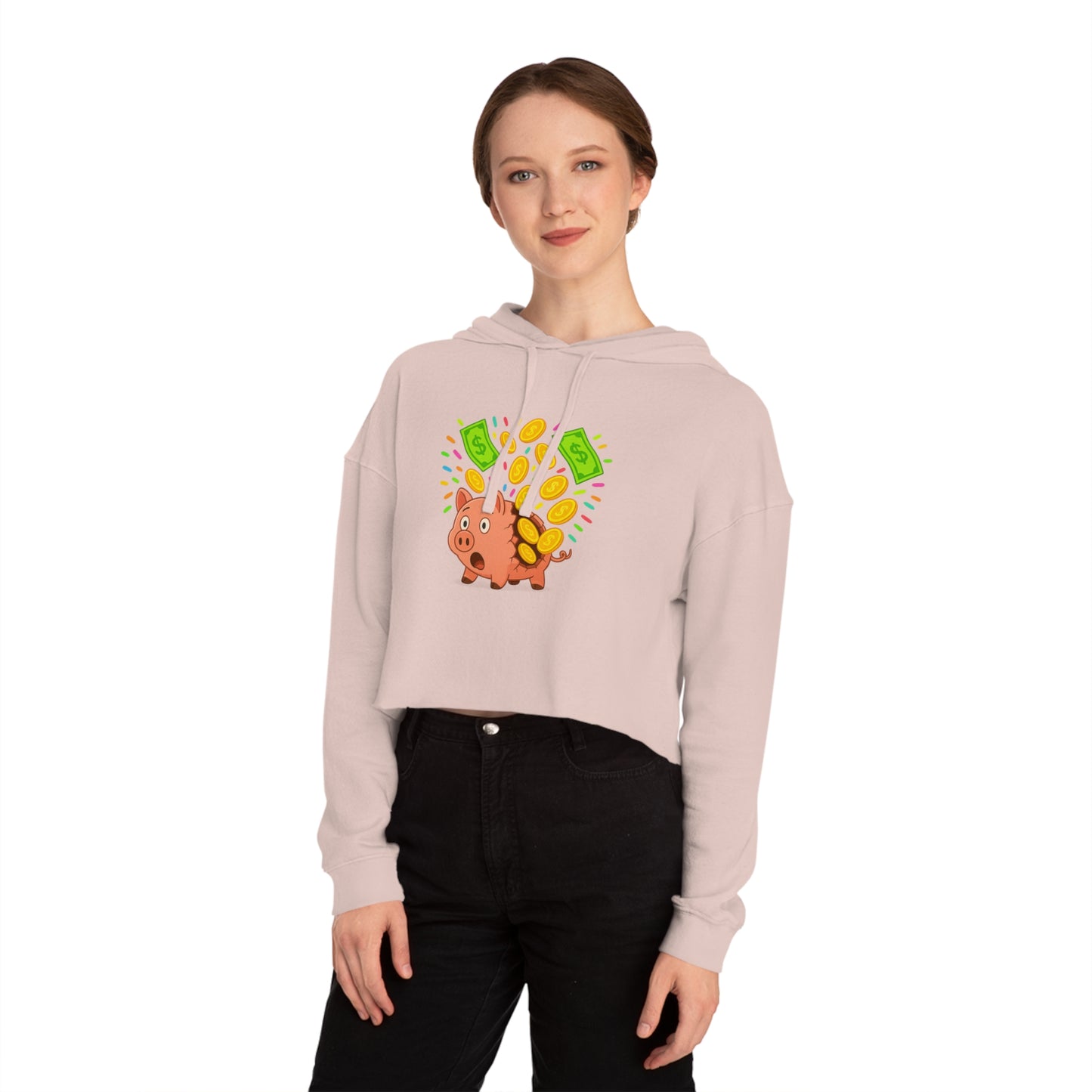 Broken Piggy Bank - Cropped Hooded Sweatshirt