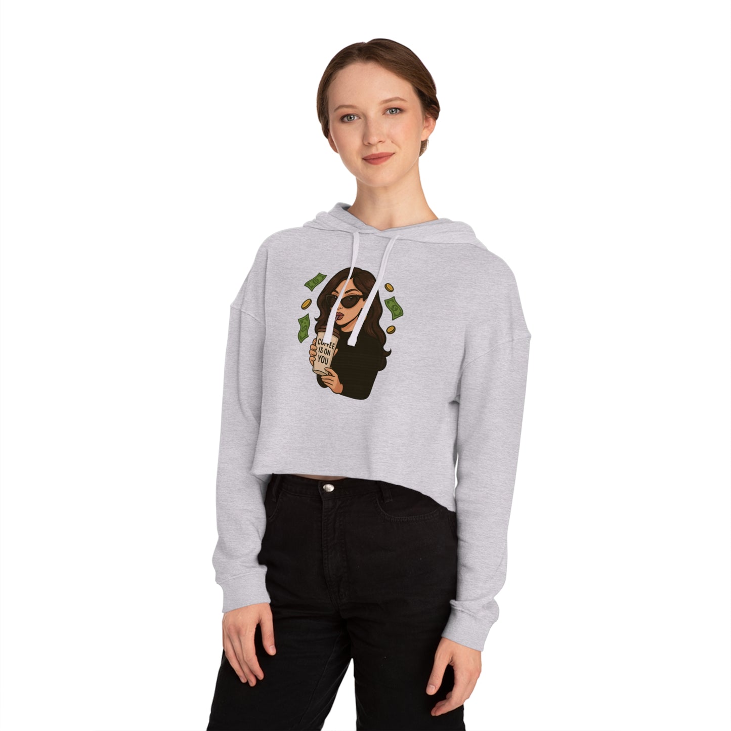 Coffee Is On You - Cropped Hooded Sweatshirt