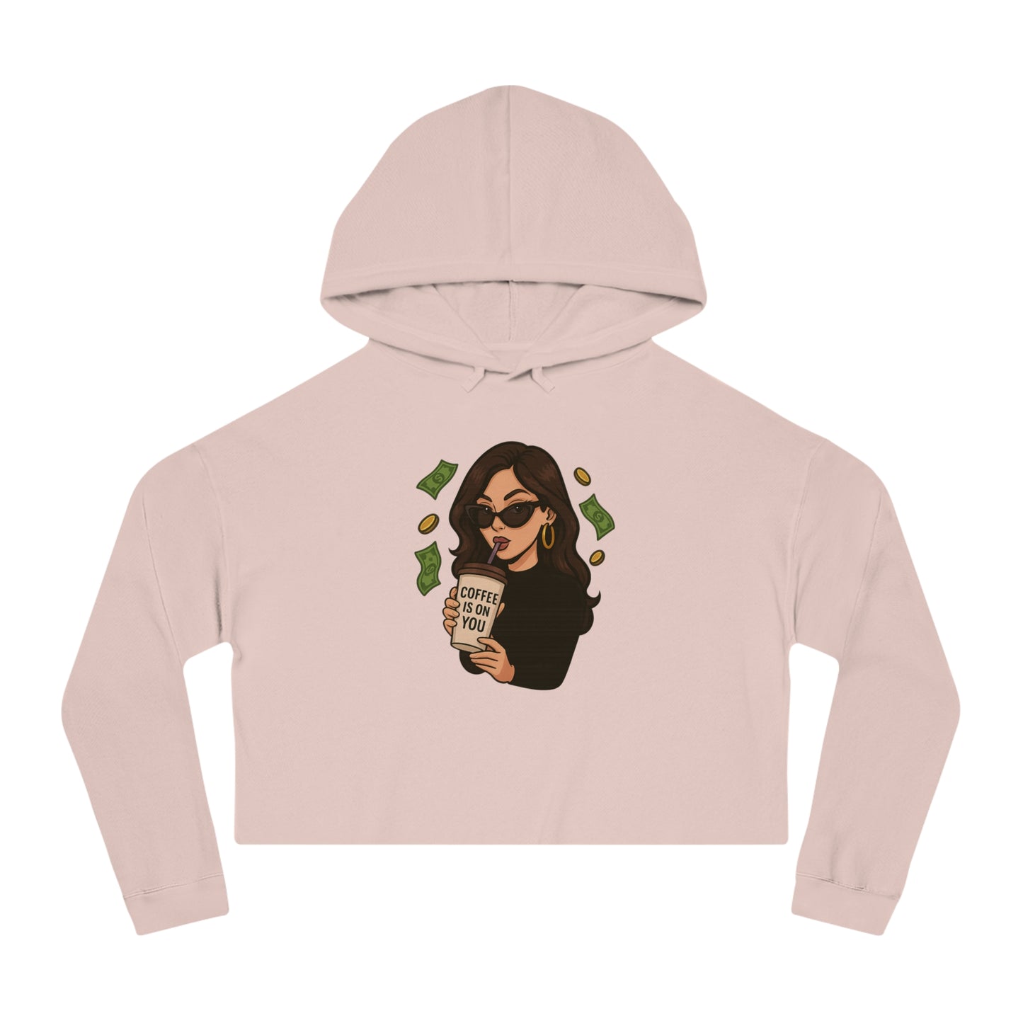 Coffee Is On You - Cropped Hooded Sweatshirt