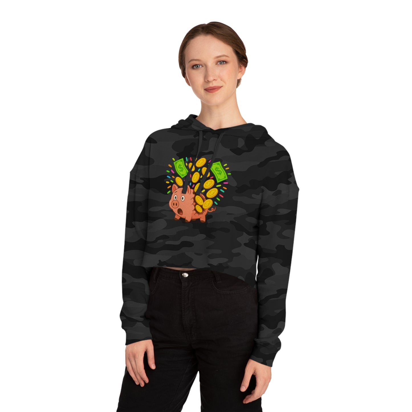 Broken Piggy Bank - Cropped Hooded Sweatshirt