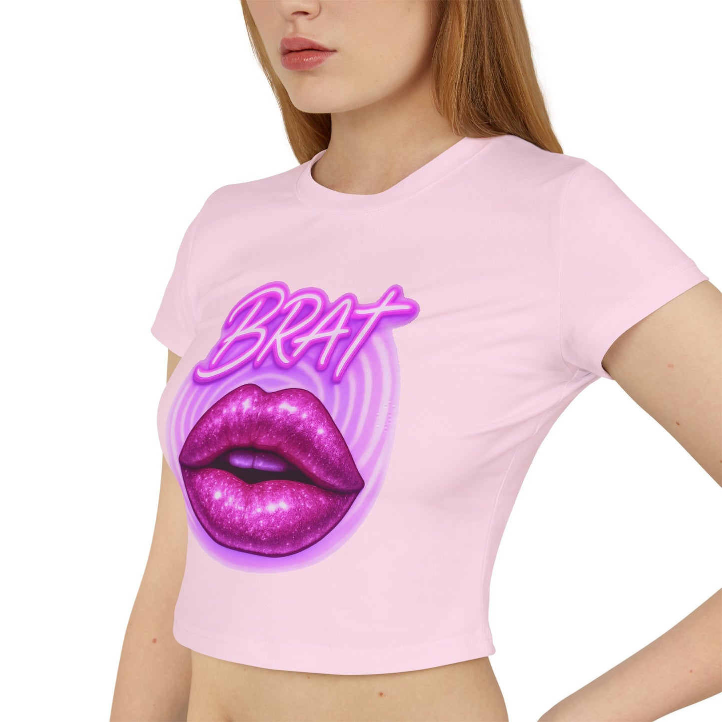 Glittery 'BRAT' Lips - Women's Baby Tee