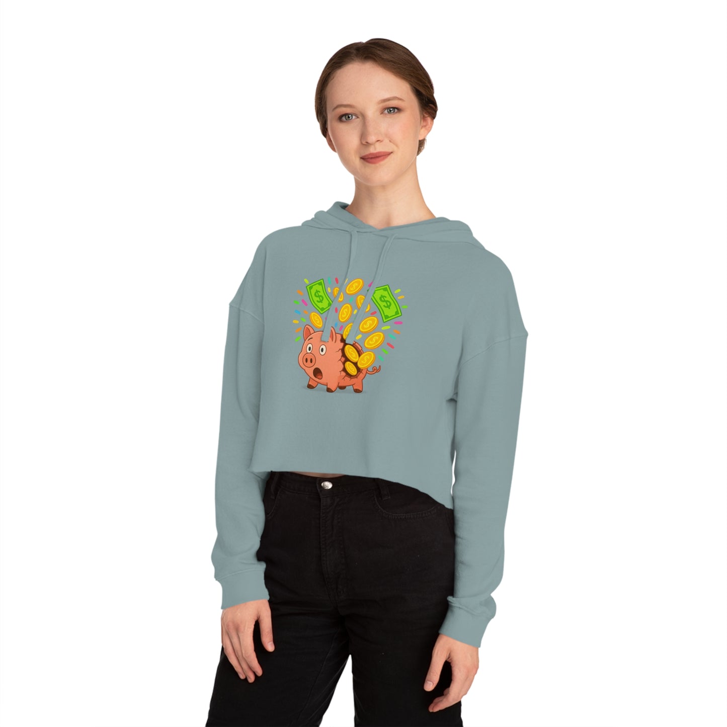 Broken Piggy Bank - Cropped Hooded Sweatshirt