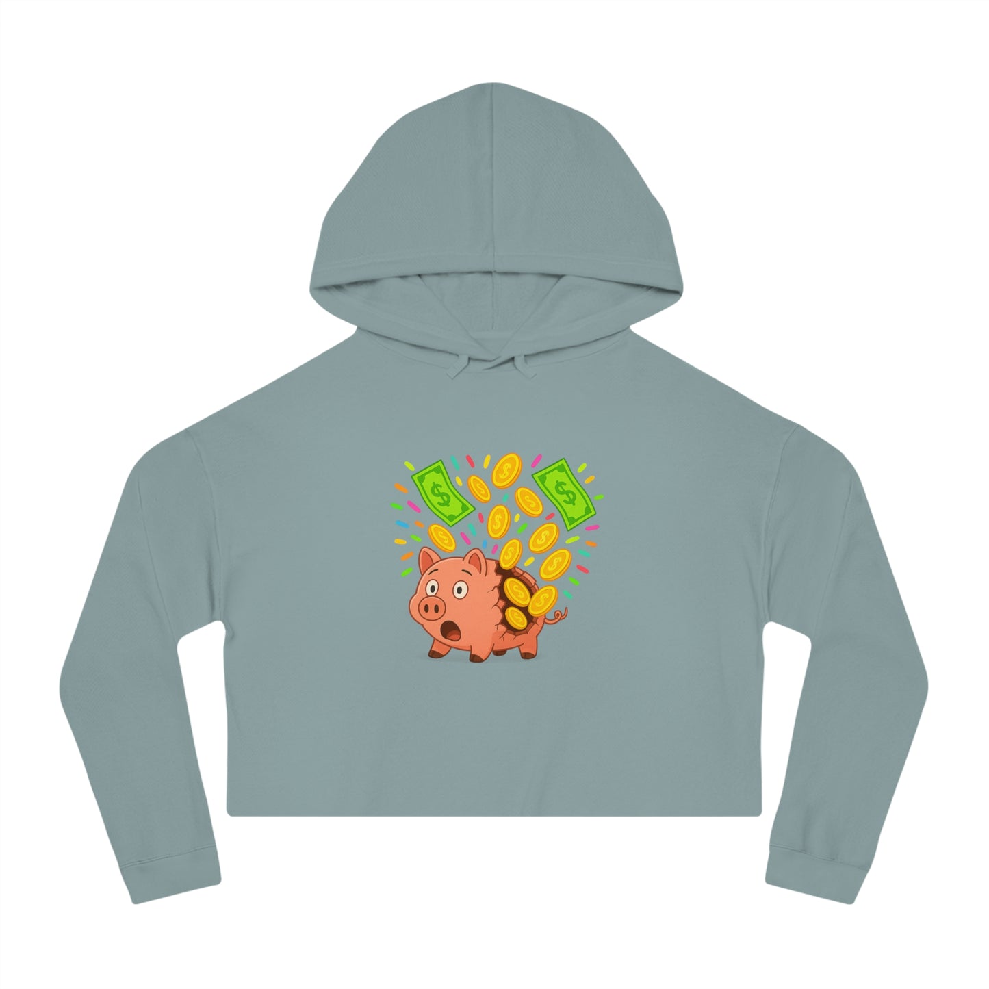 Broken Piggy Bank - Cropped Hooded Sweatshirt
