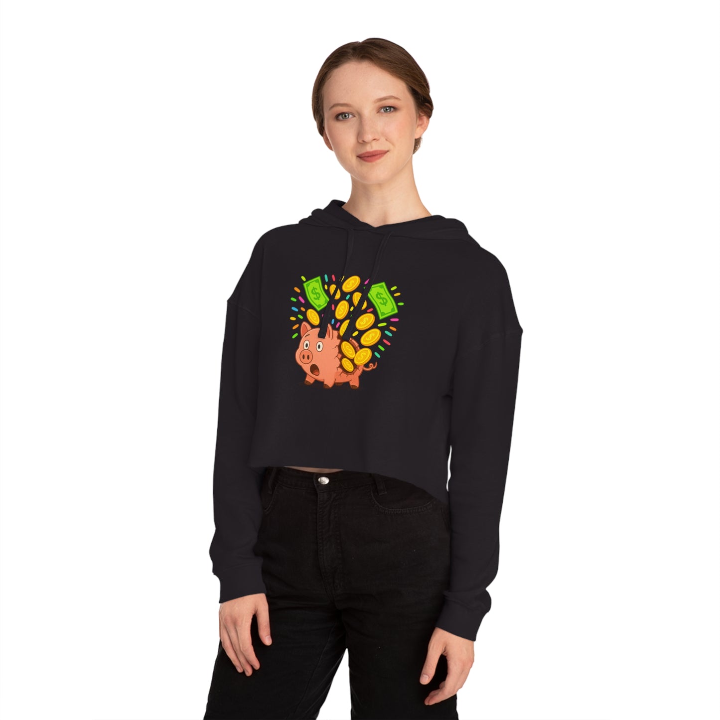 Broken Piggy Bank - Cropped Hooded Sweatshirt