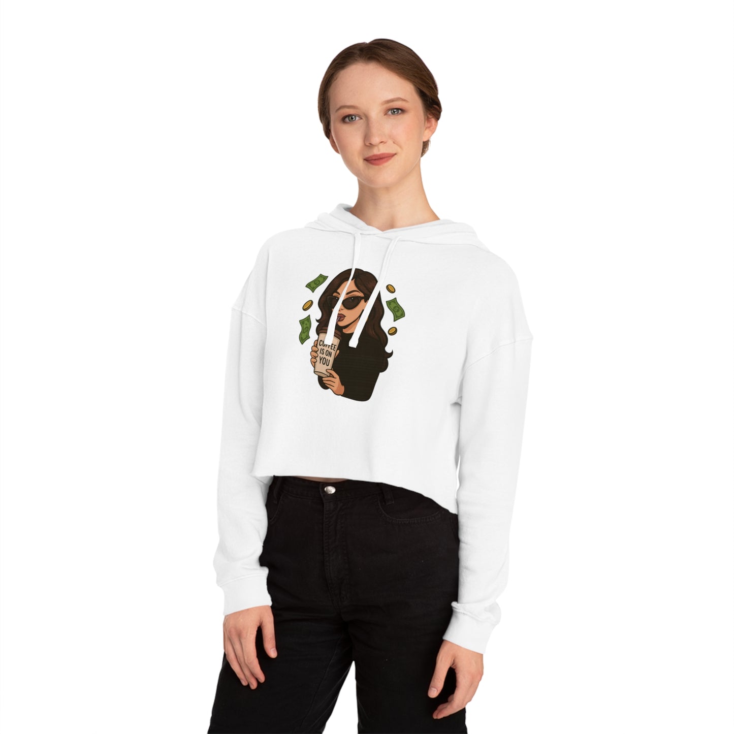 Coffee Is On You - Cropped Hooded Sweatshirt
