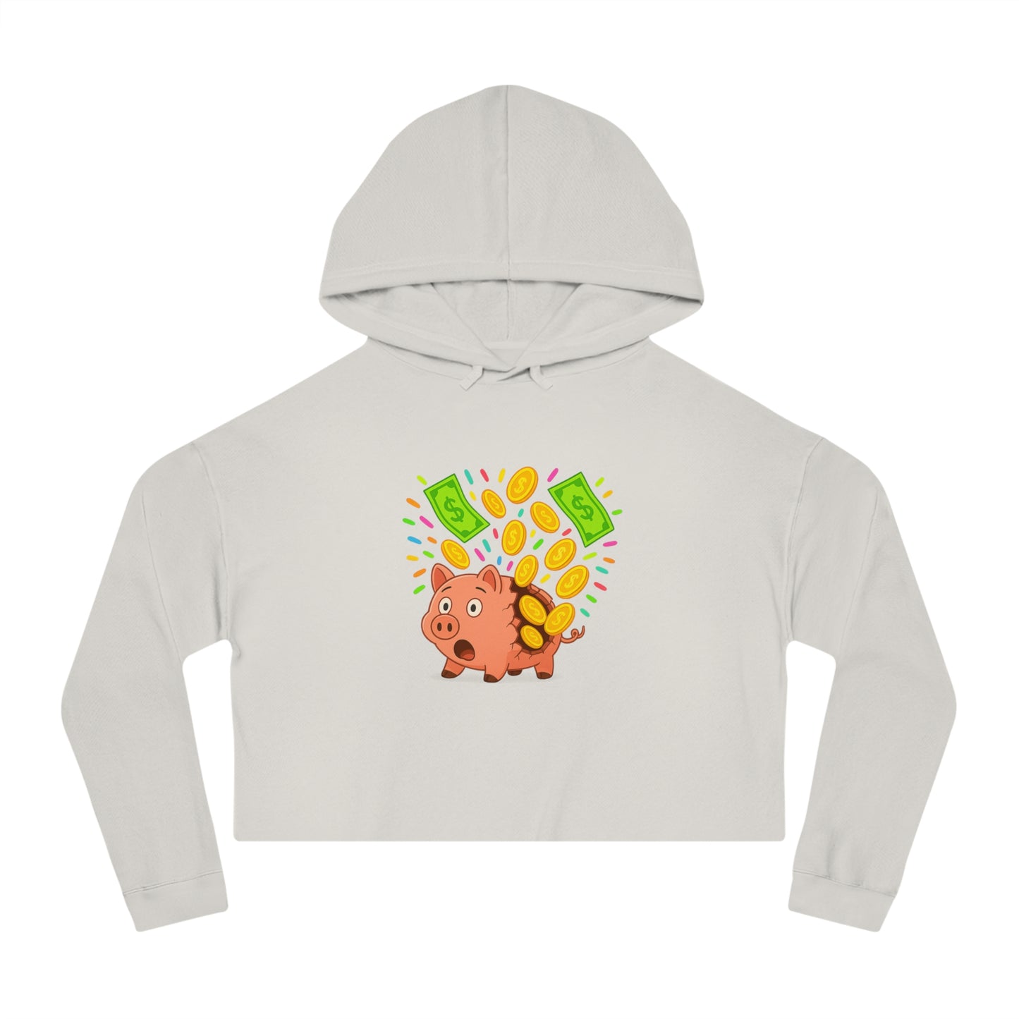 Broken Piggy Bank - Cropped Hooded Sweatshirt
