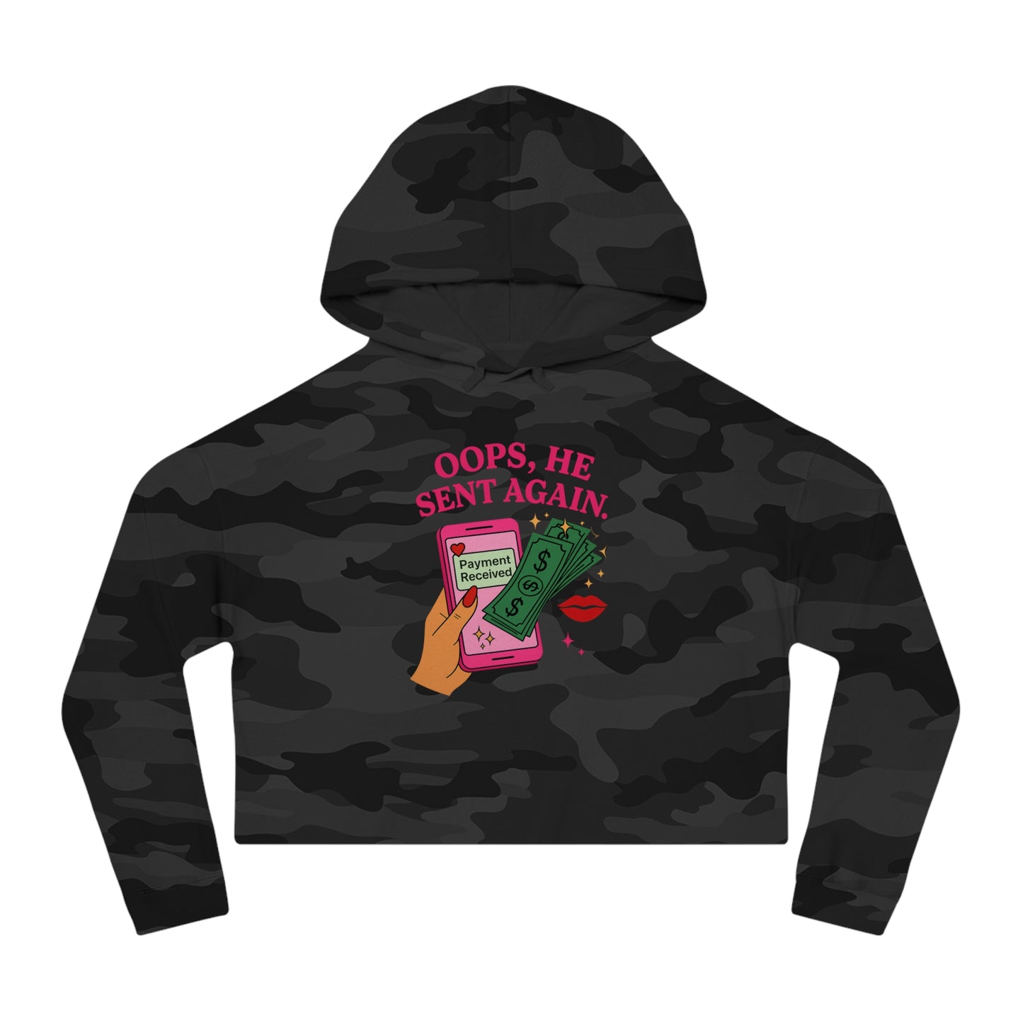Oops, he sent again - Cropped Hooded Sweatshirt