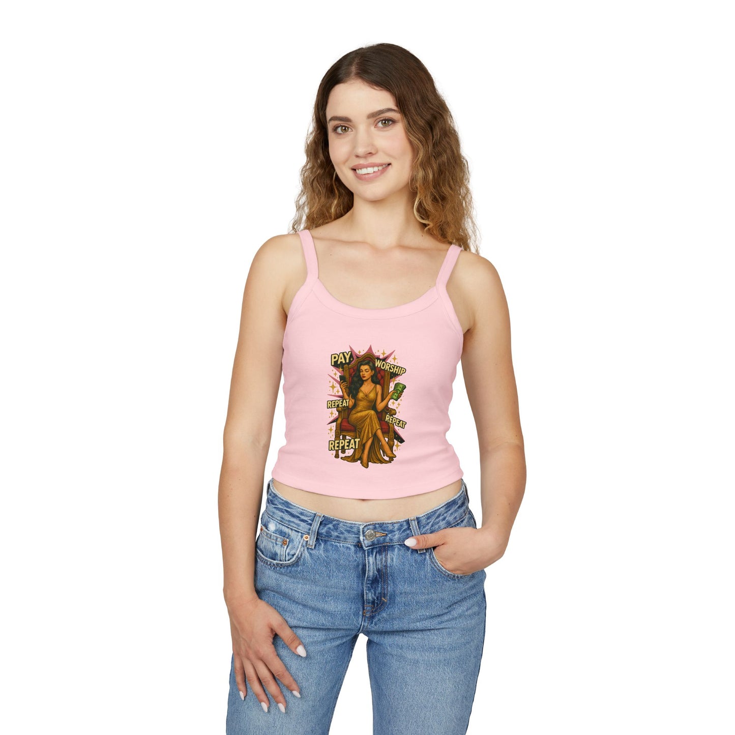 Pay, Worship, Repeat - Women's Spaghetti Strap Tank Top