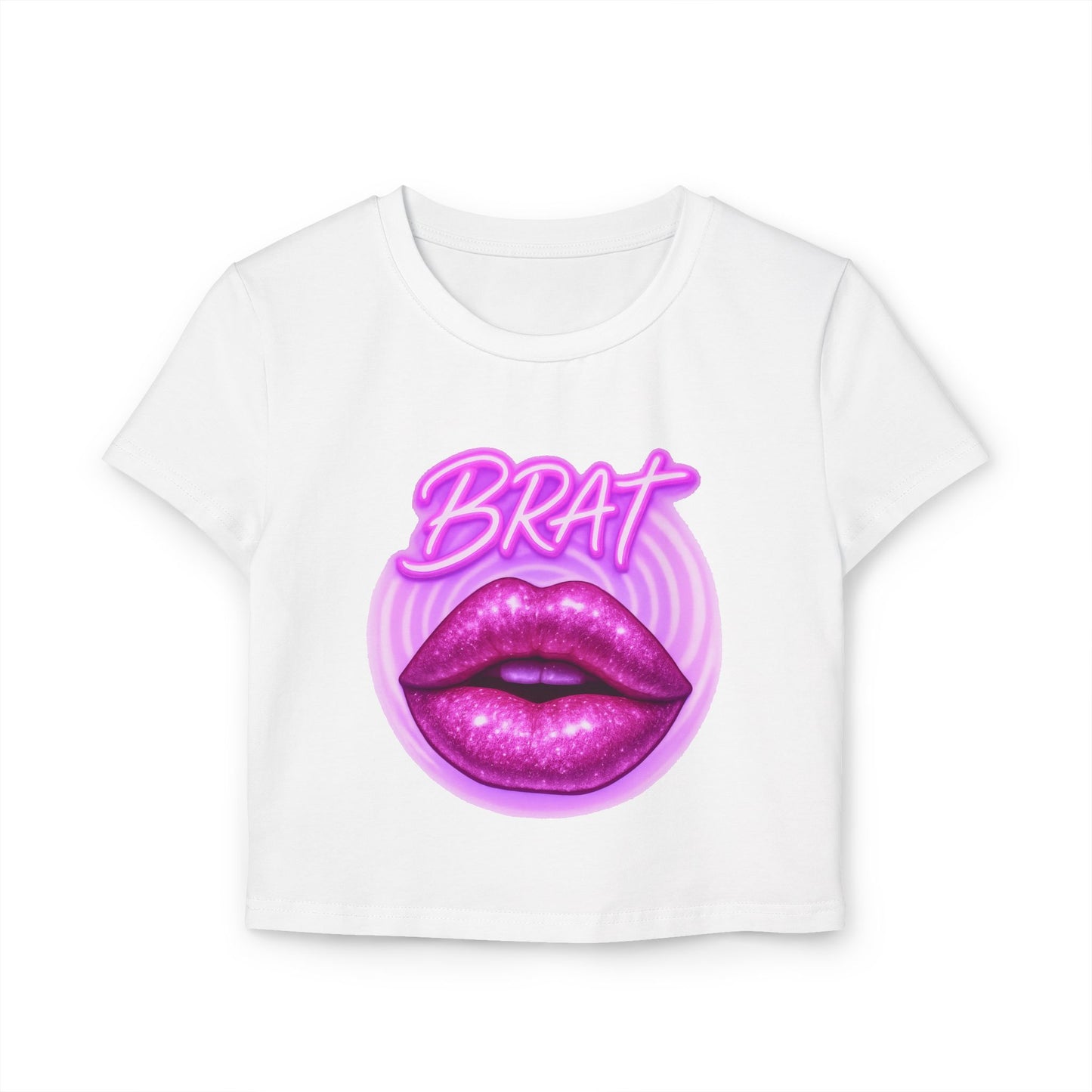 Glittery 'BRAT' Lips - Women's Baby Tee