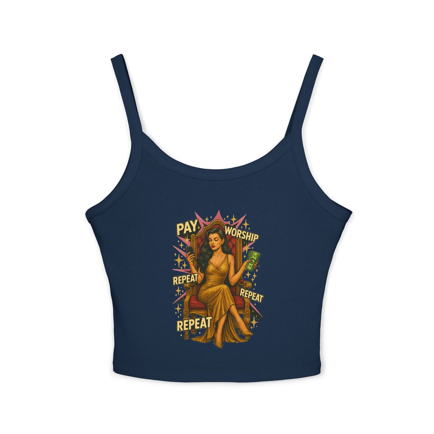Pay, Worship, Repeat - Women's Spaghetti Strap Tank Top