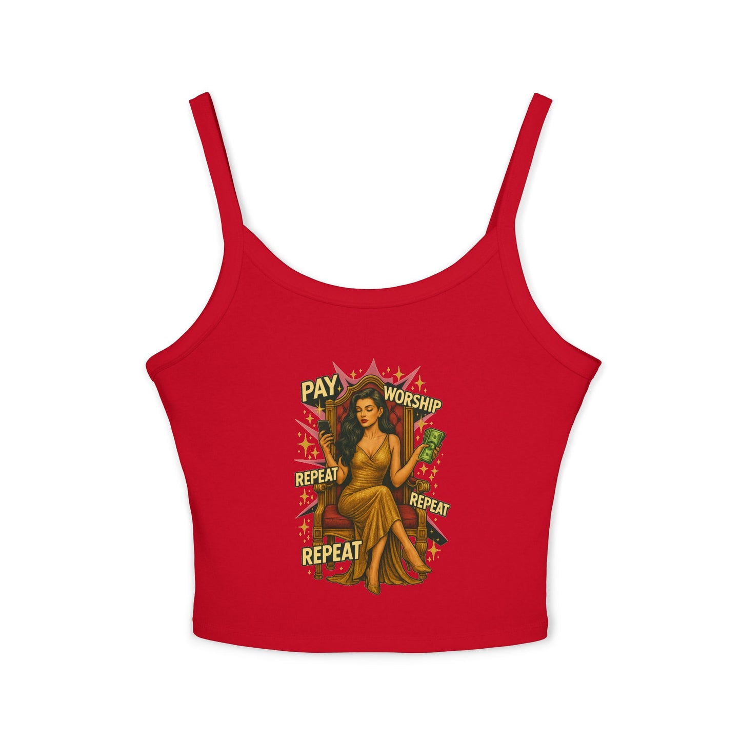 Pay, Worship, Repeat - Women's Spaghetti Strap Tank Top