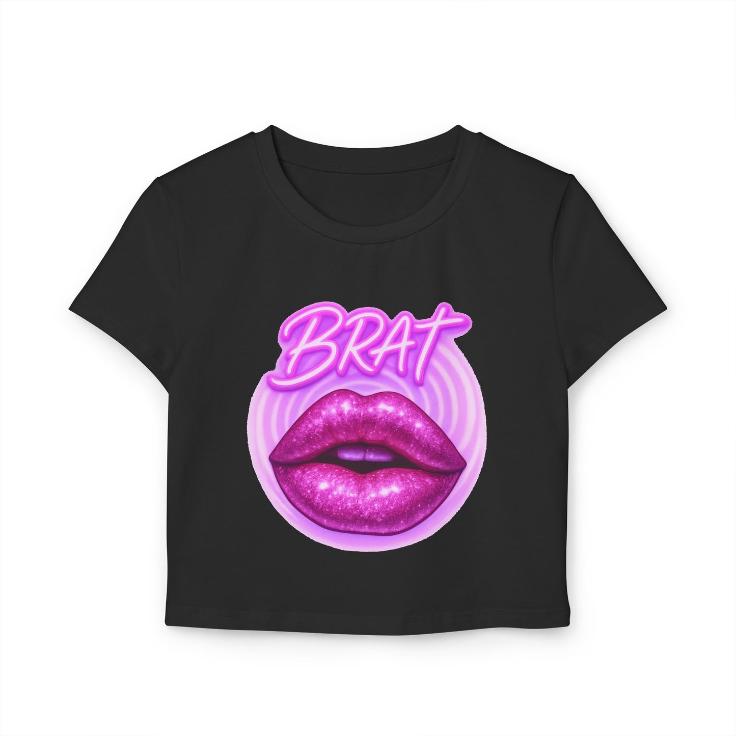 Glittery 'BRAT' Lips - Women's Baby Tee