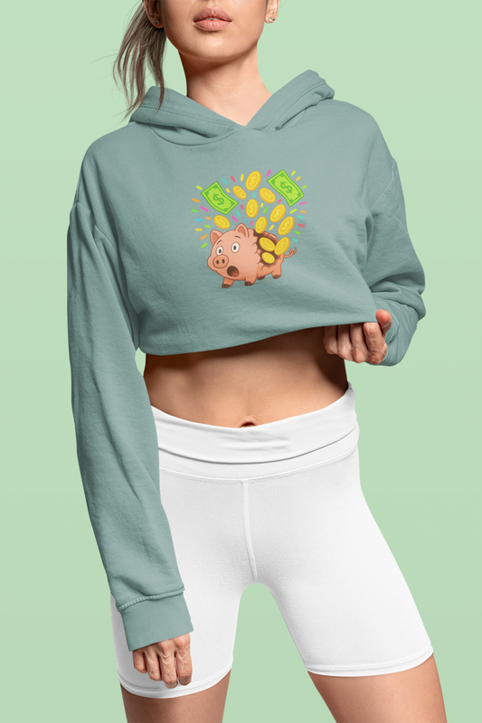 Broken Piggy Bank - Cropped Hooded Sweatshirt