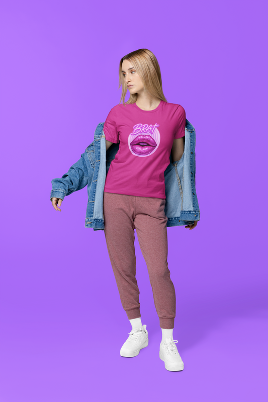 Glittery 'Brat' Lips - Women's Graphic Tee