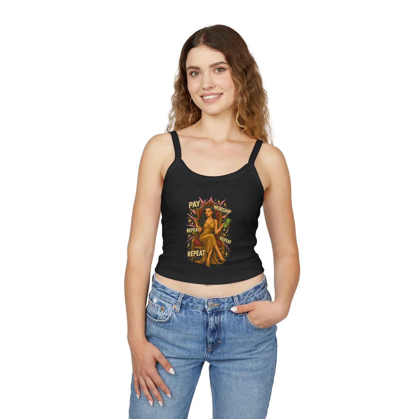 Pay, Worship, Repeat - Women's Spaghetti Strap Tank Top