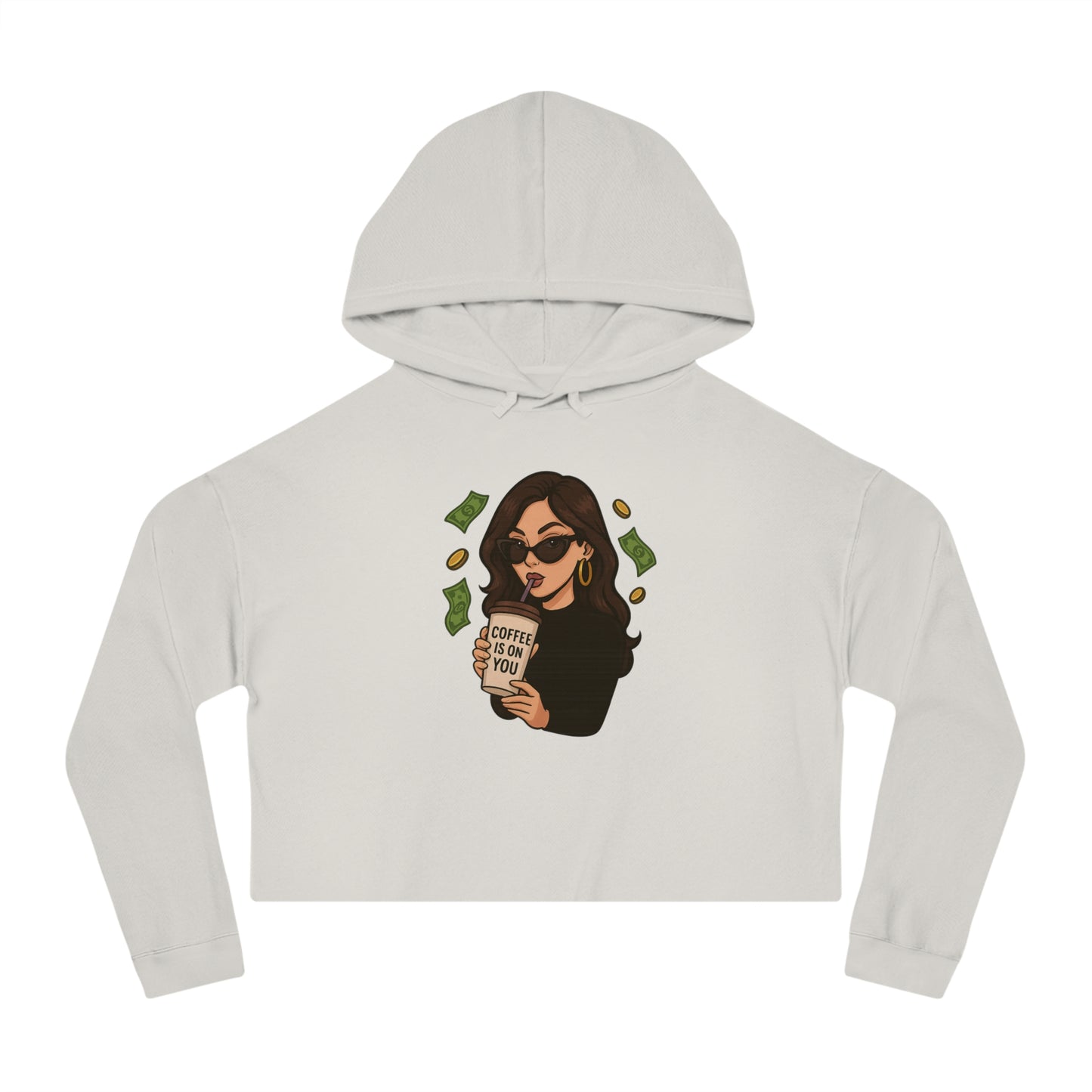 Coffee Is On You - Cropped Hooded Sweatshirt