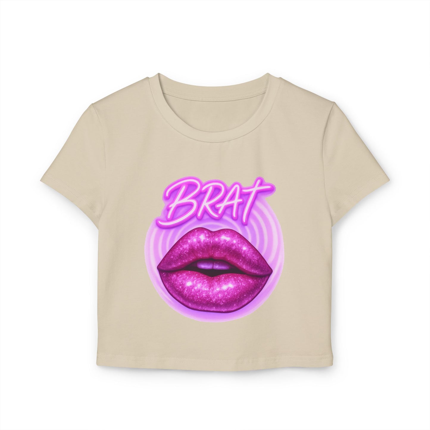 Glittery 'BRAT' Lips - Women's Baby Tee