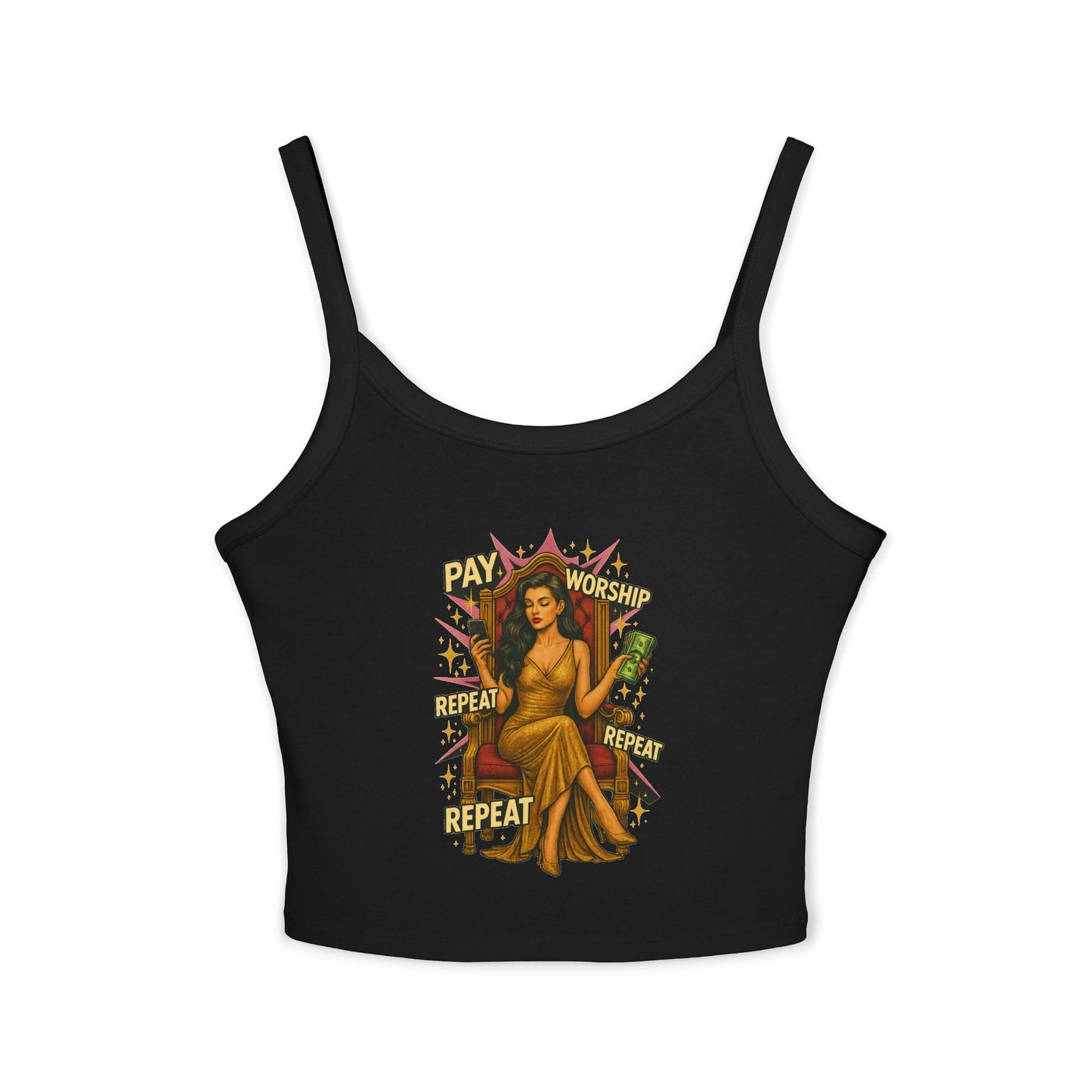 Pay, Worship, Repeat - Women's Spaghetti Strap Tank Top