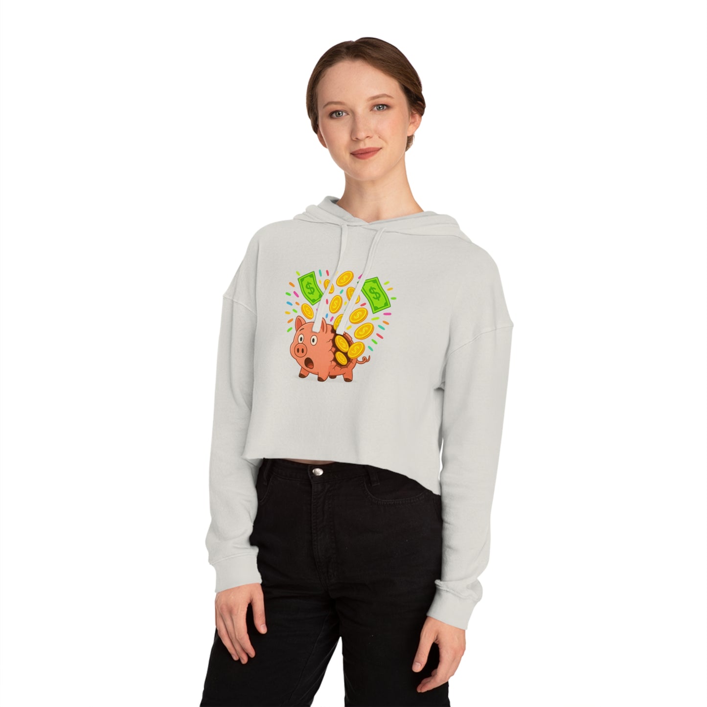 Broken Piggy Bank - Cropped Hooded Sweatshirt