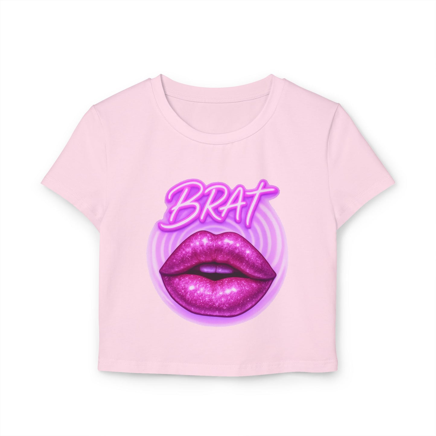 Glittery 'BRAT' Lips - Women's Baby Tee