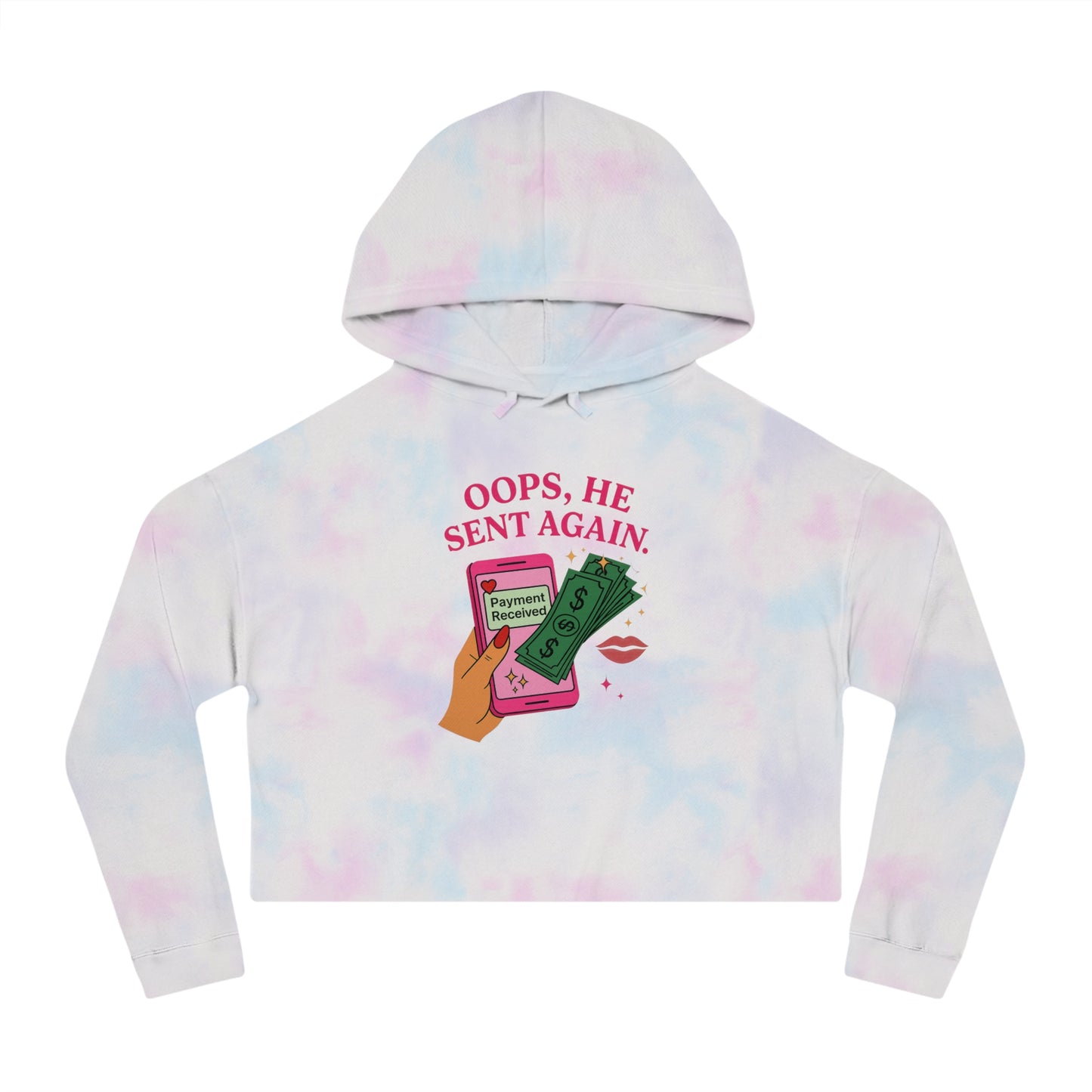 Oops, he sent again - Cropped Hooded Sweatshirt